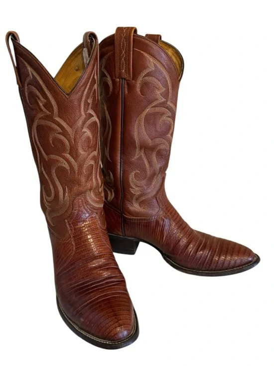 Tony Lama Lizard Cowboy Boots Men’s Western Leather USA Made Size 9.5D - Picture 2 of 13